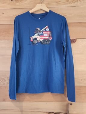 Under Armour Royal Blue Long Sleeve Tee with Americana Truck Graphic